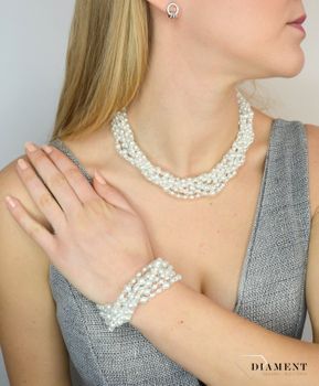 Bransoleta z kamieniami Swarovskiego i perłami syntetycznymi BR 624  Bransoleta Swarovski element w kolorze jasnego brązu, wykonana ze srebra próby 925 oraz ekskluzywnych kryształów Swarovski® cryst.JPG